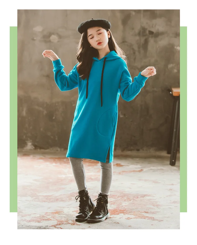 Коллекция года, осенне-зимнее модное утепленное бархатное платье для девочек Повседневное платье с капюшоном для маленьких девочек Новое Детское зимнее платье для девочек#8185
