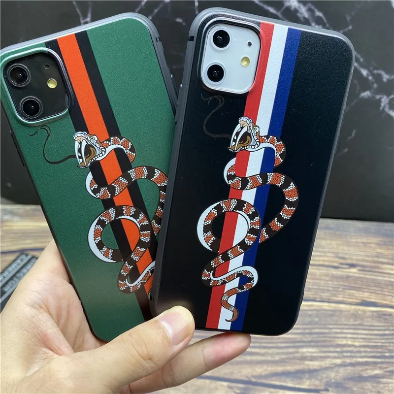 

Luxury brand GG snake soft case for iphone 11 12 mini pro x xs max xr 8 7 6s plus SE 2020 silicone phone cover coque fundas capa