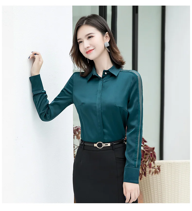 Fashion women shirt Spring autumn New temperament long sleeve formal slim satin blouses office ladies plus size work tops