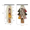 1PCS New10 Pockets Shelf Tote Rack Bag Clear Hanging Purse Handbag Organizer Storage Holder Wardrobe Closets