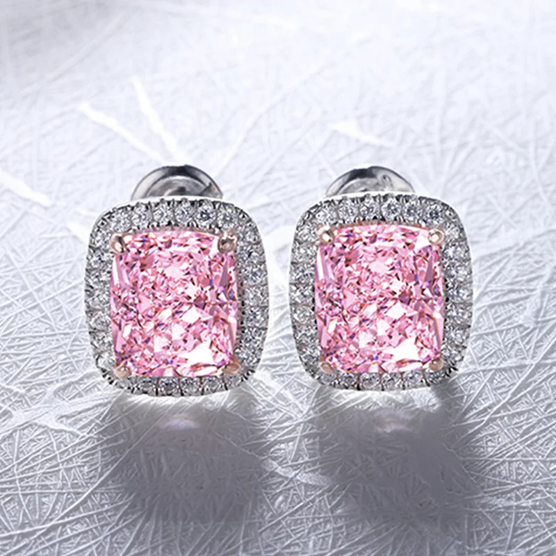Zhanhao Latest Design 2.0ct 4.0ct Cushion Shape 2021 Fashion Gemstone Silver 925 Earrings Jewelry For Sale