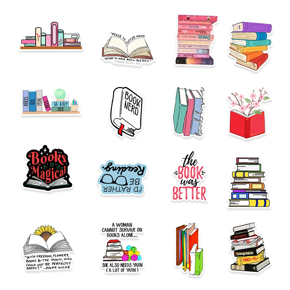 10 50pcs reading book stickers girl scrapbooking album diary journal hand account travel material planner decoration sticker aliexpress toys hobbies