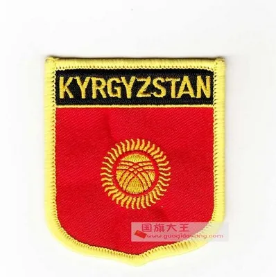 KYRGYZSTAN Национальный флаг щит вышивка патч значок по всему миру 6*7 см Корея Ливан Малайзия Мексика лития Марокко непальский - Цвет: KYRGYZSTAN