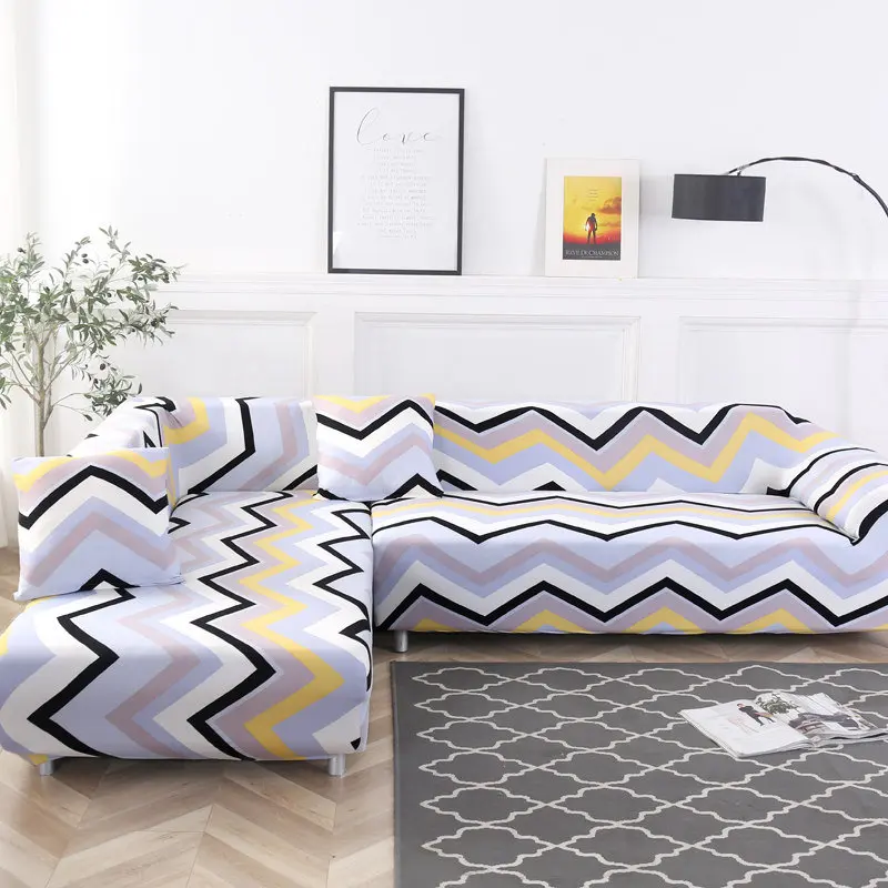 Please Order Sofa Set(2piece) If is Chaise Longue Corner Sofa Elastic Couch Cover Stretch Sofa Covers for Living Room Geometric