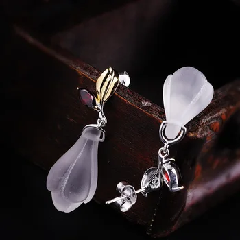 

Selling Small Pure And Fresh And Contracted Earrings S925 Pure Silver Ornaments Women's Crystal Magnolia Fine Earrings