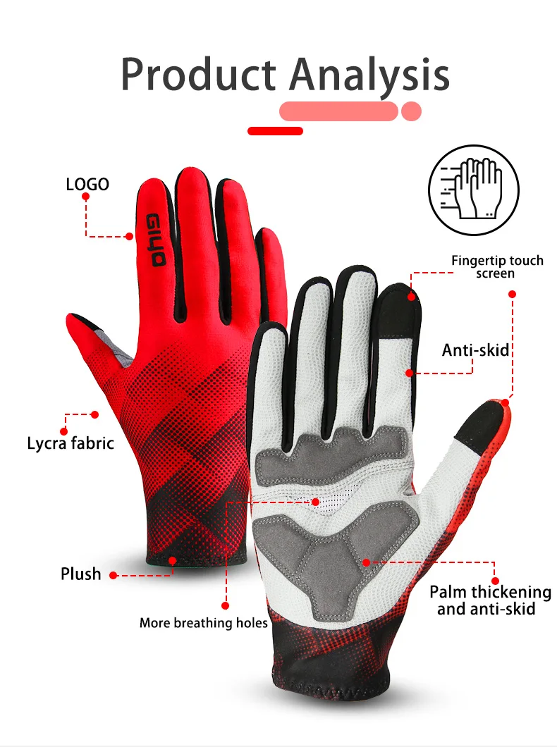 Giyo Luvas de Bicicletas Thermal Fleece Cycling Gloves Autumn Winter Sport Full Finger Mittens MTB Road Bike Touch Screen Glove 5
