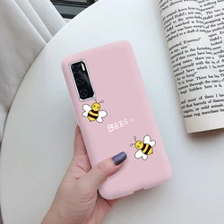 Love Heart Bumper Soft Silicone Matte Phone Case for Vivo V20 SE (Pink - 01)