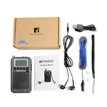 

Retekess TR105 Portable FM Radio Aviation Band Aircraft Headset Headphone Alarm clock Band FM AM SW Digital Tuning Radio Timer