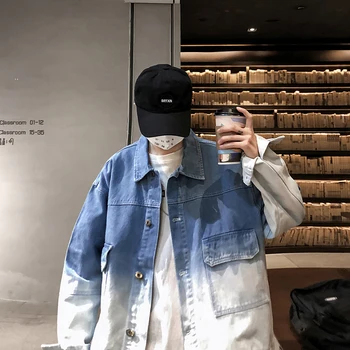 

2020 Spring And Autumn New Youth Popular Hit Color Loose Denim Jacket Fashion Casual Single-breasted Jacket Blue / White M-2XL