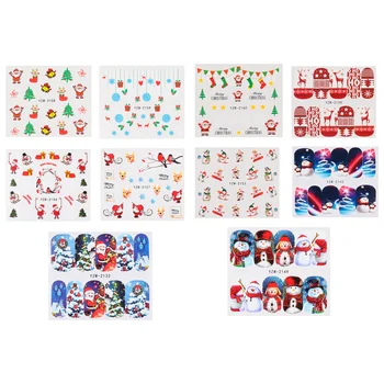 

60 Sheets Christmas Xmas Colorful Removable Transfer Stickers Nail Decals Nail Patch Nails Sticker for DIY Women