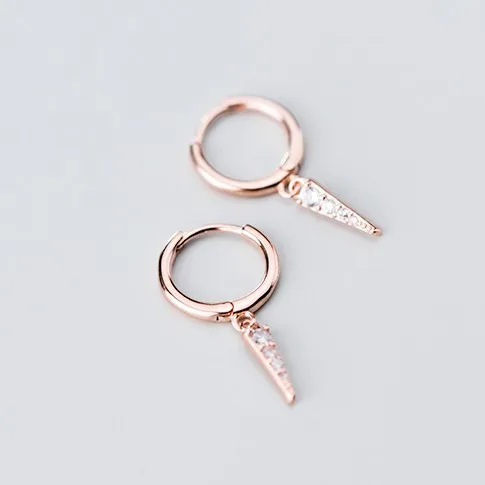 rose gold color Модный 925 пробы Серебряный кубический циркон геометрический треугольный кулон Роза Золотые для ушей кольцо CZ Кольцо для пирсинга серьги для женщин - Окраска металла: rose gold color