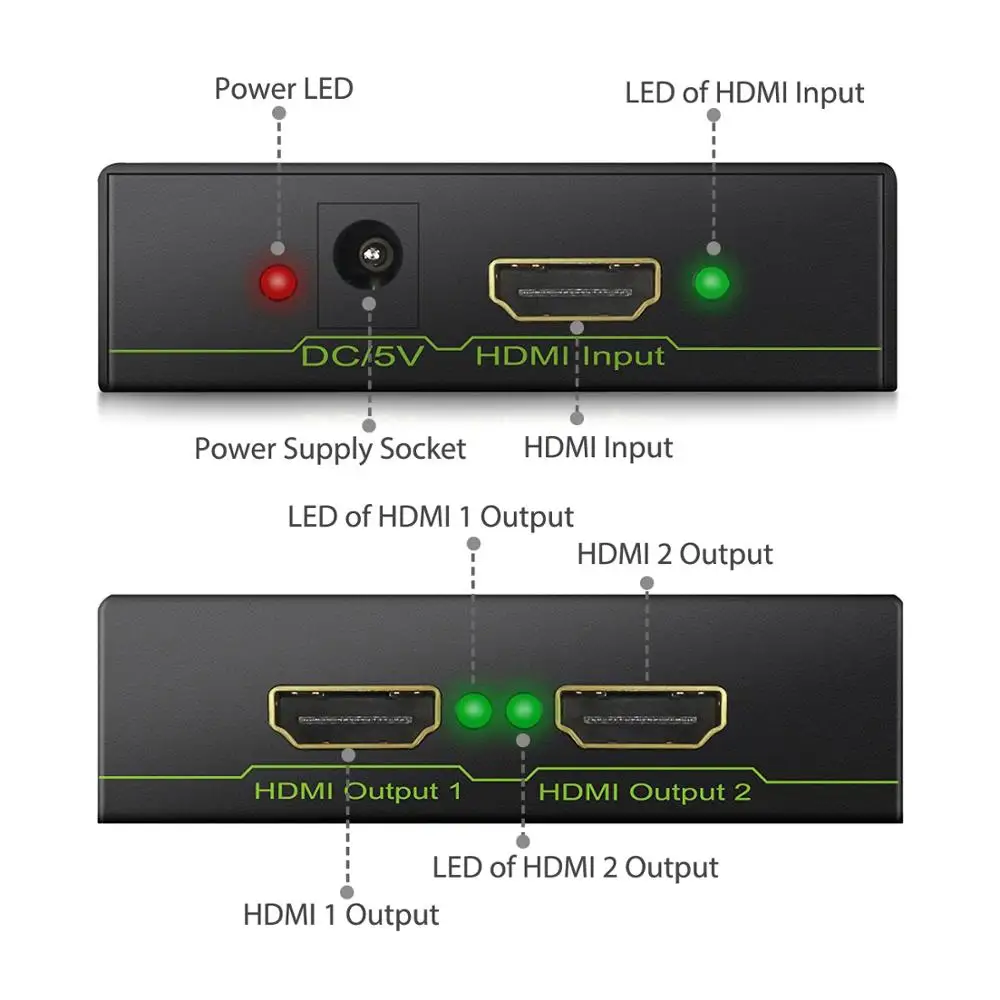 Proster Ultra HD 4K x 2K hdmi-разделитель усилитель 1 в 2 из HDMI распределитель сигналов с 1080P 3D DAC конвертер сплиттер