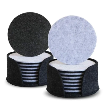 

Usable Felt Coasters for Drinks Absorbent with Holder, Table Cup Wine Bar Coasters Set for Glasses, Modern Decorative Drink Coas