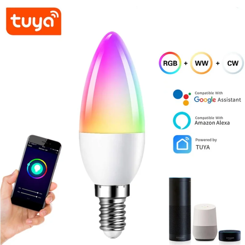 

Светодиодные смарт-лампы After You Tuya, Wi-Fi, C37, 5 Вт