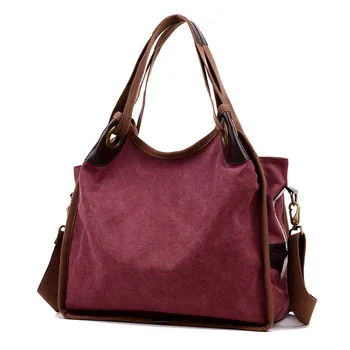 

High quality canvas simple classical solid color large capacity bag tote casual wild vintage England lady stylish bag for women