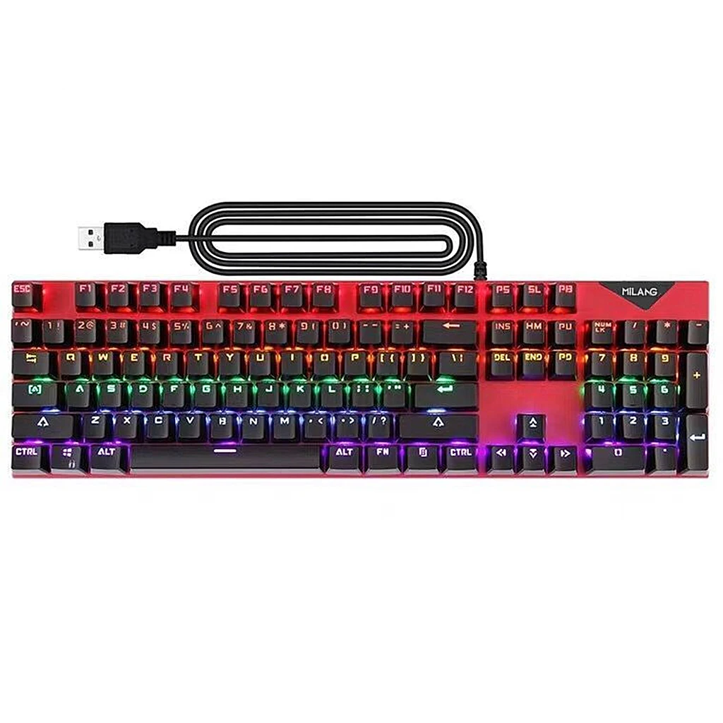 USB Wired Gaming Mechanical Keyboard 104 Key Multi Color Doubleshot keycaps