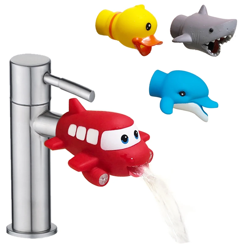 Extensor de grifo con forma de Animal para niños, utensilio para ahorrar agua, con dibujos animados, ayuda a lavarse las manos, juguetes de baño y cocina