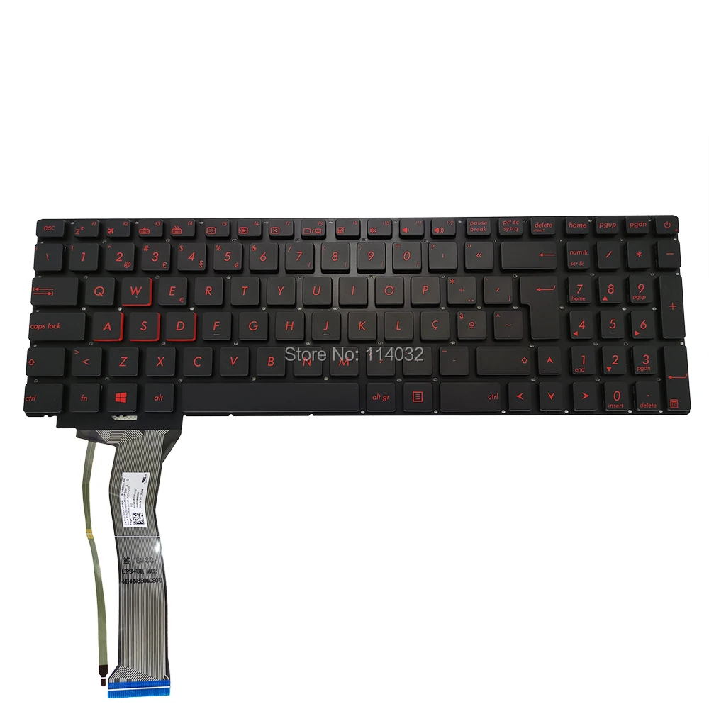 Teclado Sobressalente G551 para Asus Teclado Retroiluminado para Asus Rog N551 uk po Português Preto e Vermelho Teclas 0kn0 Rz1uk11 0knb0 662gpo00 Novo - Imagem 2