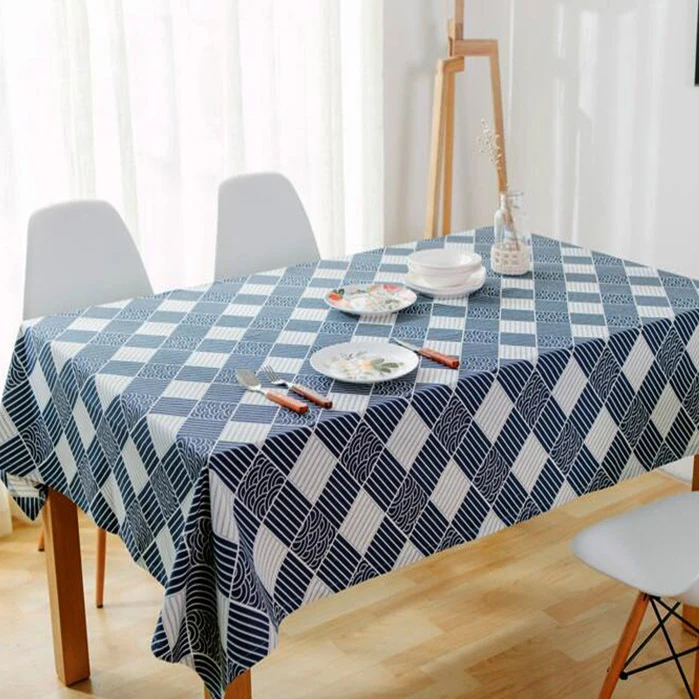 

Japanese Style Simple Tablecloths Waves Square Cotton Mat Cover Cloth Tea Cloth Table Flag