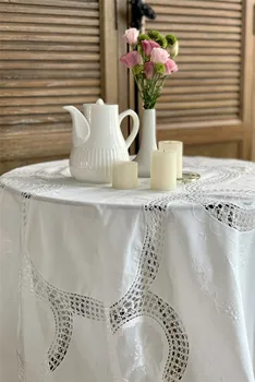

Pure Cotton Handmade Embroidered Juxtaposition Thin Line Crochet Tablecloth Cotton Yarn Embroidered Tablecloth Top Grade Sem