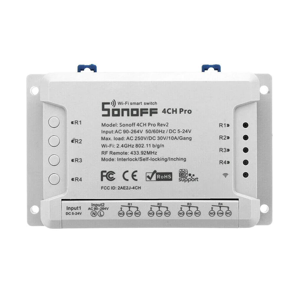 4CH Pro R2 модуль Smart Switch Inching беспроводной приложение домашний пульт дистанционного управления 433 МГц RF Wifi интерлок портативный синхронизации 10A 2200 Вт