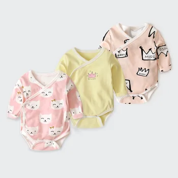 

Autumn baby triangle crawl baby romper romper long sleeve onesie bag fart clothes cotton edge can be