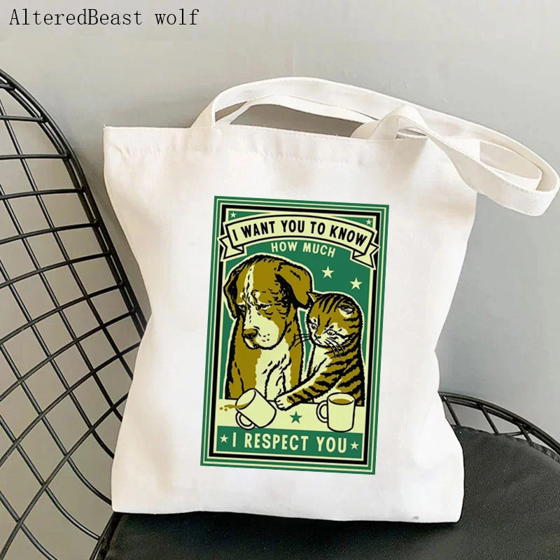 Women Shopper bag Cats Flush The Toilet Printed Bag Harajuku Shopping Canvas Shopper Bag girl handbag Tote Shoulder Lady Bag