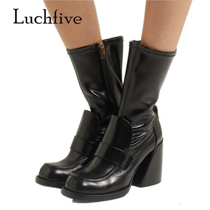 square toe block heel boots