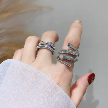 

Europe and America Exaggeration Glorious Full of Crystals Irregular Ring Women's INS Fashion-Simple Versatile Fashion Ring Cool