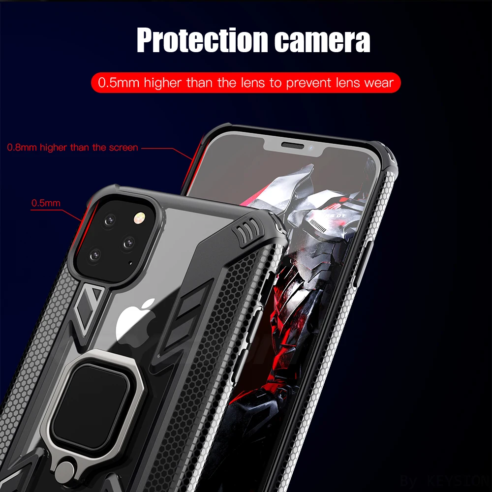 Противоударный армированный чехол KEYSION для iPhone 11 Pro Max i11 подставка с кольцом