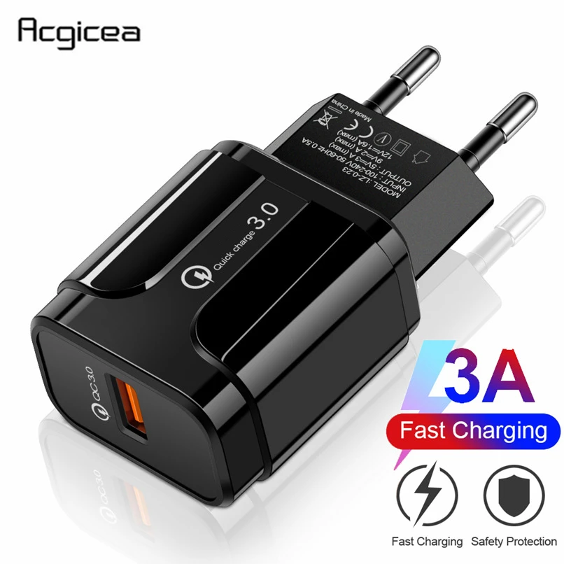 

EU US USB Phone Charger Quick Charge 3.0 Fast Charging For Power Bank For Samsung S9 Huawei Phone tablet 5V 3A Universal Charger