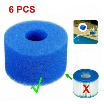 

Newest 6Pcs for Intex Pure Spa Reusable Washable Foam Hot Tub Filter Cartridge S1 Type