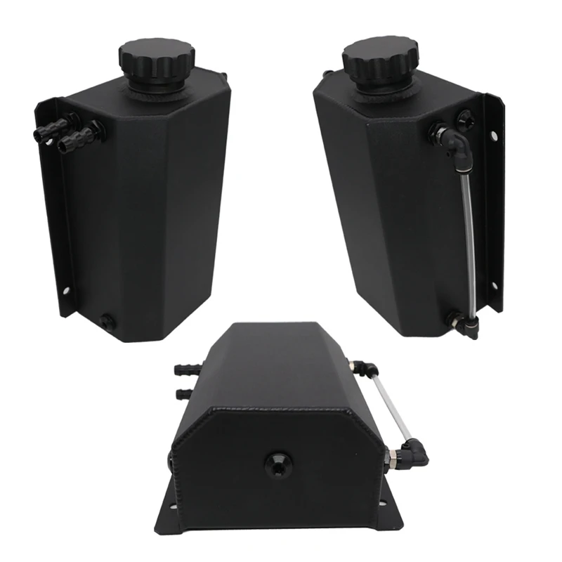 2L Aluminum Alloy Engine Fuel Tank Oil Breathable Pot Exhaust Filter Tank Universal Car Accessories Black
