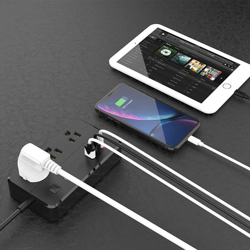Блок питания с 2 USB и 1 портами type-C 3 розетками, Настольная зарядная станция 4 фута удлинитель для круизного корабля, комнаты общежития мульти