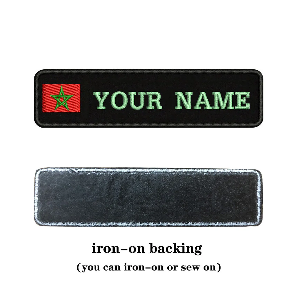 Таможня вышивка флаг Марокко имя заплатка с текстом 10 см* 2,5 см значок Утюг на или липучке Подложка для одежды брюки рюкзак шляпа - Цвет: Light blue-iron on