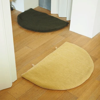 

Retro Bed Room Rug Soft Wool Semi Round Carpet Nordic Vintage Geometric Floor Mat Door Mats Rugs Home Decor