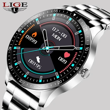 

LIGE Smart Watch Men smartwatch Waterproof Sports Fitness Watch Heart Rate Blood Pressure Monitor Steel belt Reloj Inteligente