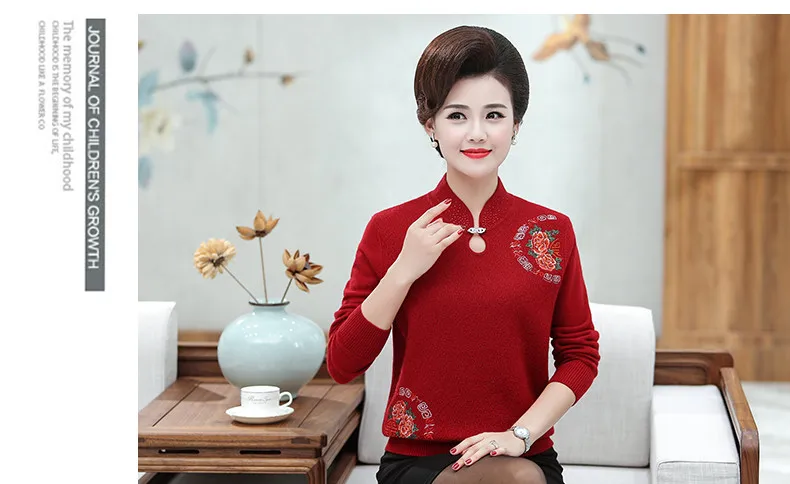 XJXKS женский свитер женская зимняя одежда Emboridery Pull Femme Hiver джемпер для мамы среднего возраста плюс размер женские свитера