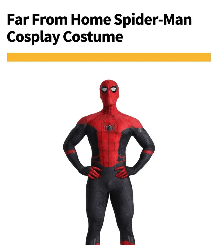 Spider-man комбинезон для косплея супергероя Marvel Мстители вдали от дома Zentai костюм на Хэллоуин