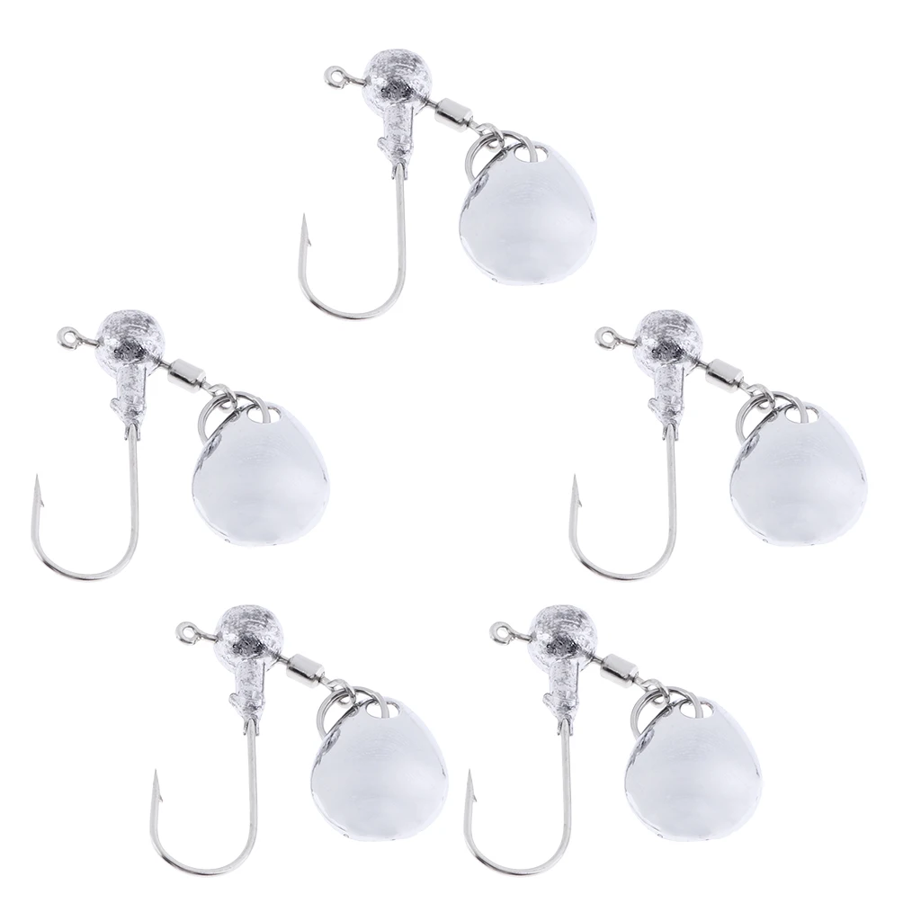 5PCS Jig Head Soft Lure Worms Fishing Bait Barbed Hooks DIY for Saltwater Freshwater Fishing Tackles Pesca