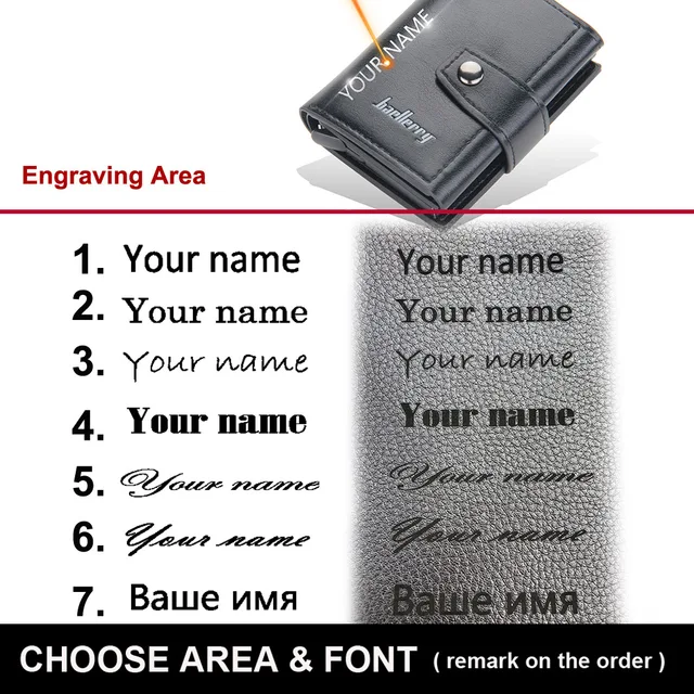 Rfid Men Card Wallets Free Name Customized Hasp Small Card Wallets PU Leather Slim Mini Wallet Qaulity Male Purses - Image 6