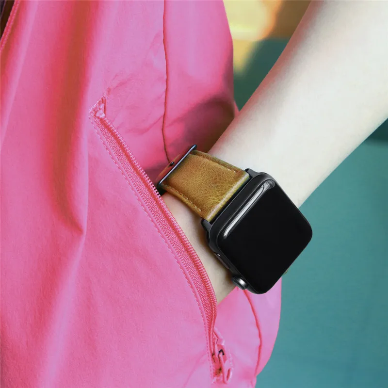 Часы с ремешком из натуральной кожи, ремешок для наручных часов Apple Watch 38 мм 40 мм 42 44 мм браслет для наручных часов iWatch серии 5/4/3/2/1