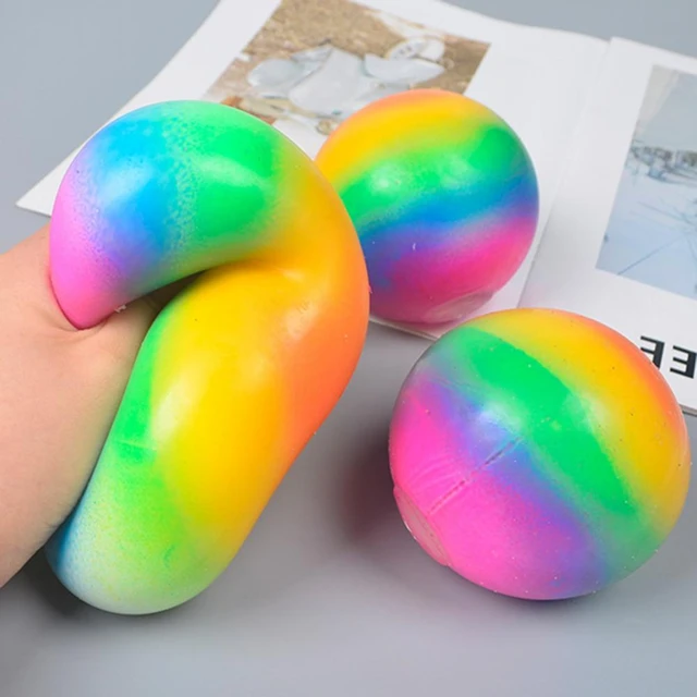 TPR – boule d'évent colorée, balles de Stress à pression souples en mousse  arc-en-ciel