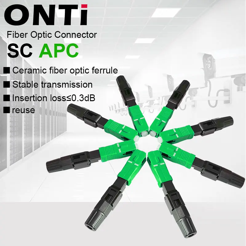 htoc sc upc p optical fiber cable fast connector adapter ftth embedded fiber optic quick assembly connector single mode ONTi 50-400pcs SC APC Fiber Optic Fast Connector Single Mode Fiber Optic Adapter FTTH Fiber Quick Connector Field Assembly