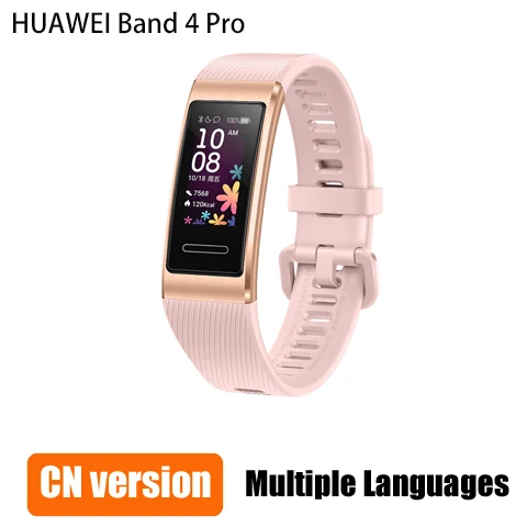 Смарт-браслет huawei Band 4 Pro gps, металлическая рамка, цветной сенсорный экран, датчик уровня кислорода в крови, датчик сердечного ритма, браслет для сна - Цвет: pink