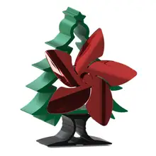 5-Blade Fireplace Fan Christmas Tree Shape Stove Fan Heat Powered Eco Fans Aluminium Alloy Home Blower Warm Air Circulation Heat