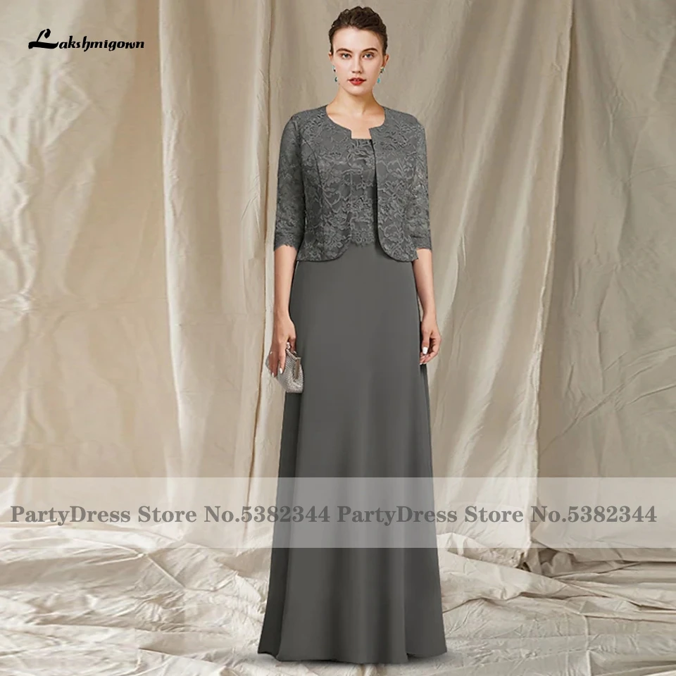 Lakshmigown Mutter der Bräutigam Kleid 2022 Vestidos Grau Chiffon Lange  Kleid Party Abendkleider mit Spitze Jacke Nach Maß|Mother of the Bride  Dresses| - AliExpress