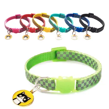 

Pet Collar Reflective Pet Plaid Multicolor Bell Collar Adjustable Size Suitable For Cats Small Dogs Pet Supplies Basic Collars