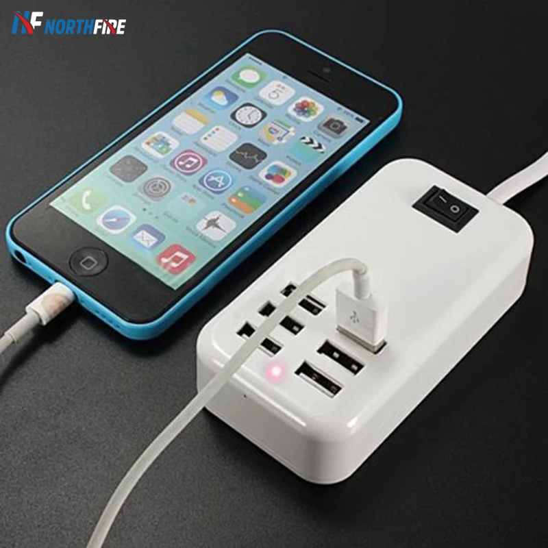 

6 USB Ports Phone Charger 20W 5V Desktop EU/US Plug Wall Socket Charging Extension Socket Power Adapter for iPhone Samsung Table