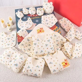 

Newborn Baby Clothes Infant Cotton Set Pants Shirt Hat Blanket Cute Printing Gift Spring Baby Christmas Outfits